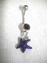 New Dark Purple Starfish Beach Fun Charm 14g Ss Deep Purple Cz Bar Belly Ring - £4.78 GBP