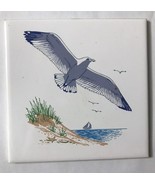 Seagulls Beach Sailboat Trivet Ceramic Accent Wall Tile 6x6 Georgia AA - $11.70 CAD