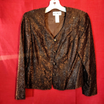 Karen Miller New York Top Jacket Floral size 8 embellished brown - £19.33 GBP