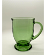 Vintage Forest Green Glass Mug Pedestal Base Retro Mid-Century Modern Co... - €11,61 EUR