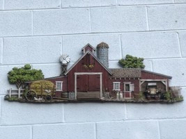 Vintage Burwood Products Co 3D Farm Barn Scene 1974 Wall Hanging 46&quot; Made In USA - £98.91 GBP
