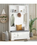Elegant Hall Tree with Sliding Doors &amp; Storage Bench - $465.00 CAD