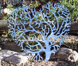 Living Tree Coral Branch Heart Metal Wall Art Decor Polished Steel 20&quot; - £54.65 GBP