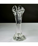 Vintage Mid Century Modern Clear Swung Glass Vase Heavy Small 7in Décor - £31.44 GBP