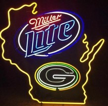 New Miller Lite Green Bay Packers Wisconsin Bar Beer Light Neon Sign 32&quot;x24&quot; - £271.77 GBP