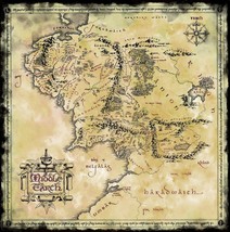 Lord Of The Rings Map Of Middle Earth Mordor Rohan Shire Prop/Replica - $3.05