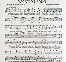 Vacation Song Sheet Music 1892 Victorian Voice And Piano Ephemera DWY10A - $35.02 CAD