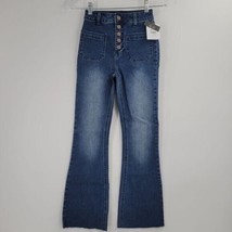 O&#39;Neill Blue Grass Wash Raw-Hem Button-Waist Delsol Crop Jeans - £21.32 GBP