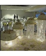 4pc. Crystal Wedding Centerpiece Display Party Cake Stands w/ LED Lights - £298.81 GBP