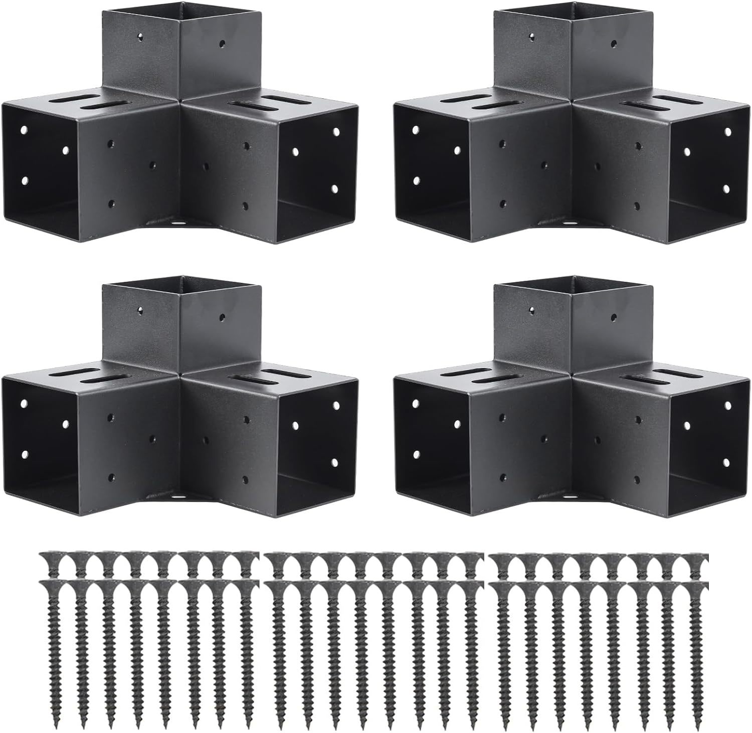 4X4 Pergola Brackets(Actual:3.5"X3.5") 3 Way Right Angle Corner Bracket ...