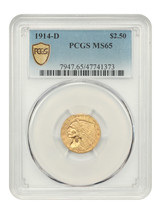 1914-D $2.50 PCGS MS65 - $18,842.25