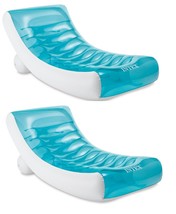 Intex Inflatable Rockinfoot Lounge Pool Floating Raft Chair with Cuphold... - £90.59 GBP