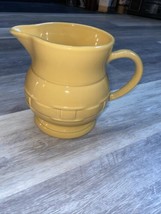 Longaberger Pottery Woven Tradition Butternut Yellow Large Pitcher Made ... - £38.89 GBP