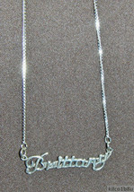 925 Sterling Silver Name Necklace - Name Plate - BRITTANY 17&quot; Chain w/Pendant - £47.85 GBP
