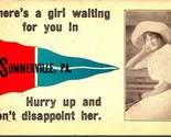 There&#39;s A Girl Waiting For You In Summerville Pennsylvania PA 1912 Postcard - £10.87 GBP