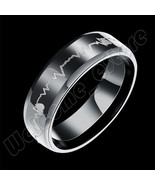 Forever Love EKG Band Ring Titanium Steel Carbide Heartbeat Wedding Unis... - $7.91+