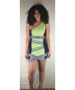 Wow Couture Lime &amp; Navy Caged One Shouldered Bandage Dress S M NEW MSRP $68 - £34.36 GBP