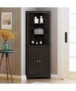 Home Tall Corner Cabinet With Two Doors And Three Tier Shelves, Free Sta... - $197.99