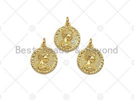 18k Dainty Gold Embossed Queen Elizabeth Coin Charms,SKU#Y37 - £2.01 GBP