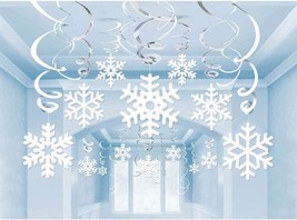 42Ct Christmas Snowflake Hanging Swirl Decorations Frozen Winter Wonderl... - £21.70 GBP