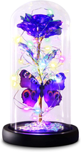 Mothers Day Rose Gifts, Galaxy Purple Butterfly Rose in Glass Dome, Light up For - £33.97 GBP