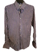 Express 1MX S purple/ Navy Stripe long sleeve shirt 14- 14 1/2 - £9.40 GBP
