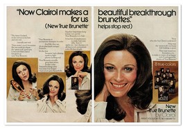 Clairol New True Brunette Shampoo-In Hair Color Vintage 1972 2-Page Maga... - $12.30