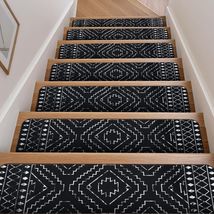 Elegant 15-Piece Black Moroccan Non-Slip Stair Treads - 30x8 for Indoor ... - $121.72