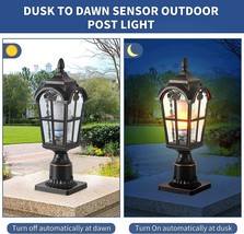 Post Light Vintage-Style Decorative Dawn to Dusk Lantern, Matte Black / Brass - £50.59 GBP