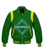 Kelly Green Varsity Full Wool Letterman College Jacket w/ Leather Should... - €69,72 EUR
