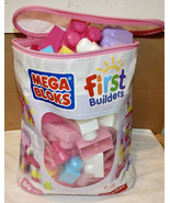 Mega Bloks First Builders Big Building Bag 88 Pieces Pink DCH62 1-5 Year... - $21.25 CAD