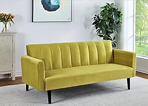 US Pride Furniture Classical Style Soft Square Arm 72 Wide Golden Yellow... - $454.99