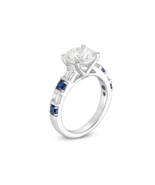 1.50Ct Lab Created Diamond Blue Sapphire Silver Vera Wang Love Engagemen... - £35.78 GBP