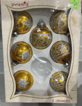 VINTAGE PYRAMID GOLD GLASS CHRISTMAS ORNAMENTS-LOT OF 7-MADE IN USA - £13.20 GBP