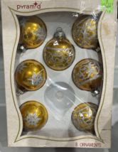 Vintage Pyramid Gold Glass Christmas ORNAMENTS-LOT Of 7-MADE In Usa - £9.27 GBP