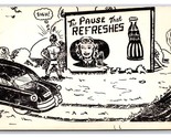 Comic Road Trip Pee Break The Pause that Refreshes UNP Chrome Postcard L19 - $3.91