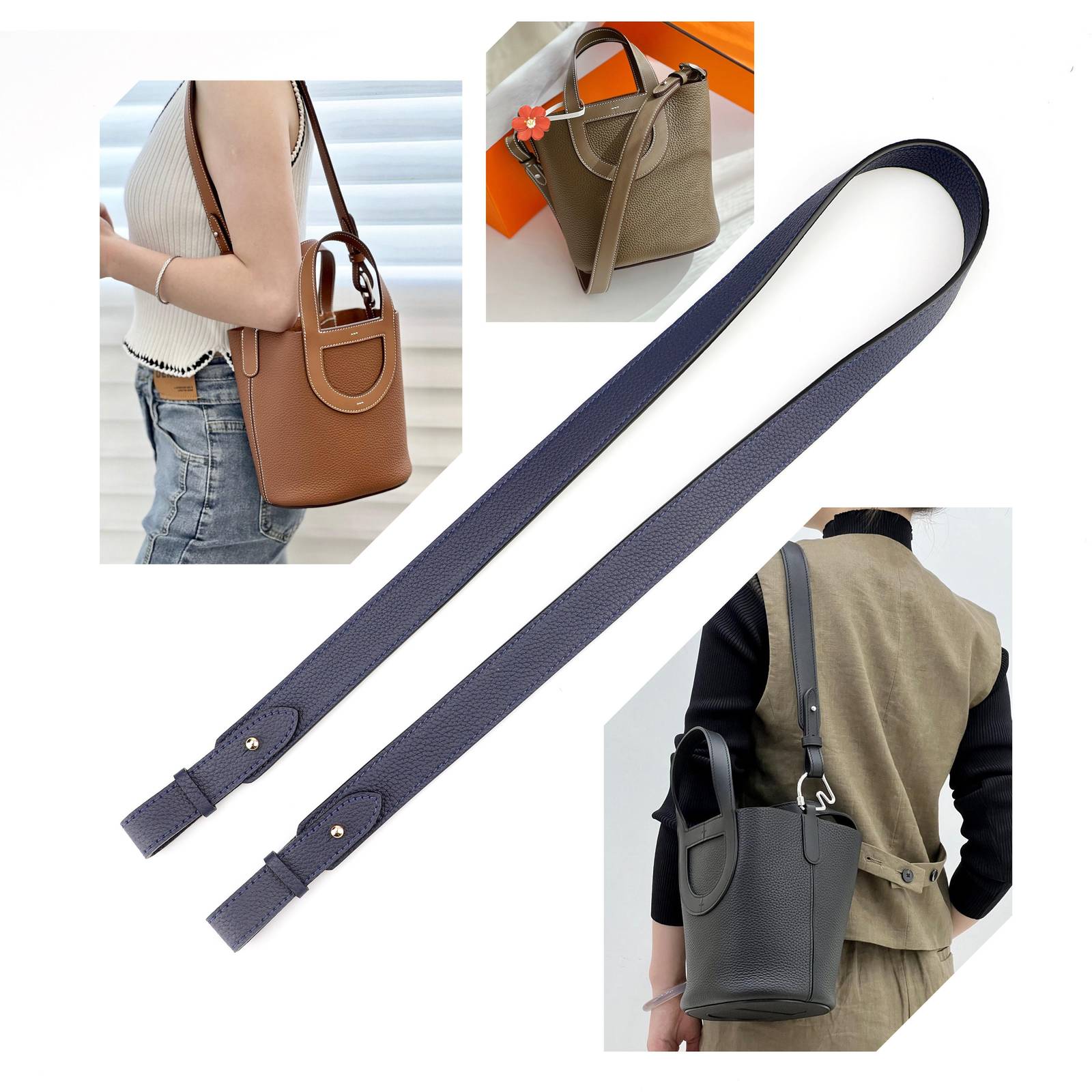 3.0cm width clemence leather shoulder strap for In-The-Loop Bag,crossbody strap