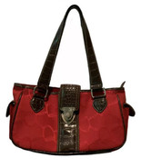 Chaps Canvas Purse Handbag Red Shoulder Bag Tote Top Zip Double Handles - £11.82 GBP