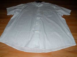 Size Large Roundtree &amp; Yorke White Green Checked Short Sleeve Button Dow... - £17.28 GBP
