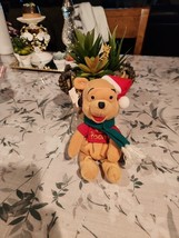 NWT Mouseketoys 8&quot; Winnie The Pooh Santa Hat Christmas Mini Bean Bag Plu... - $9.37