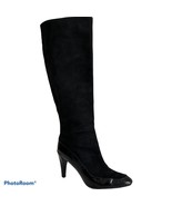 Diane Von Furstenberg Knee-High Boots Sz 9.5 Black Suede Leather Patent ... - £38.56 GBP