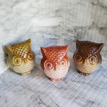 Ceramic Owls, set of 3, Decorative Accents, Fall Decor, orange green brown
