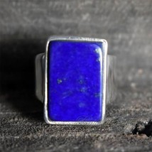Natural Afghani Lapis Lazuli 925 Sterling Silver Statement Ring Birthday Gift - £58.55 GBP