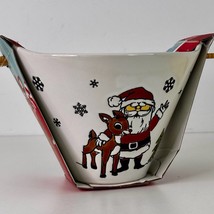 Christmas Rudolph And Santa RAMEN Noodle BOWL With Wood Chopsticks NEW! - $23.71