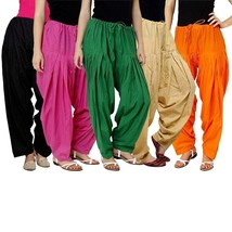Cotton Comfort Punjabi Patiala Salwar Pants Orange Pink Green 5Pcs - Free Size - £33.38 GBP