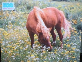 Golden Guild 500 Pc Puzzle Brown Horse Grazing in Field of Flowers Sealed - $7.91