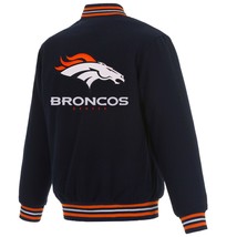 NFL Denver Broncos  JH Design Wool Reversible Jacket Navy Embroided  Logos  - £143.87 GBP