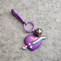 Vintage 1980s Plastic Bell Charm Purple Red White Blue Heart 80s Charm N... - $14.03