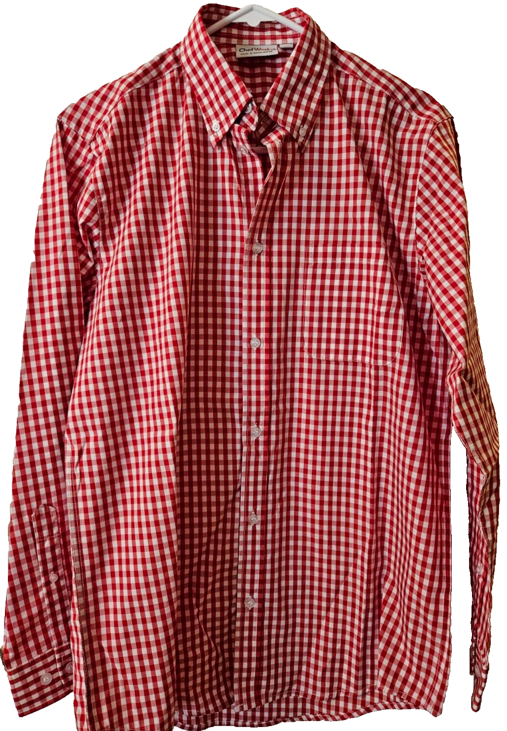 Chef Works Womens Uniform Shirt Top Size Medium Red White Checked L/S Ex... - $11.88
