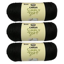 Caron Simply Soft Bulk Buy 100% Acrylic Yarn (3-Pack) ~ Black # 9727~6 oz. Skein - £31.44 GBP